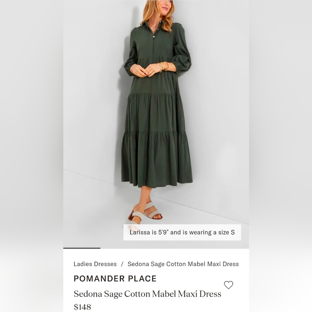 Tuckernuck Pomander Place Sedona Sage Cotton Mable Maxi Dress Size SMALL